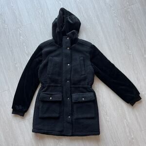 Eden Society Jacket XS Sherpa Faux Fur Hooded Black